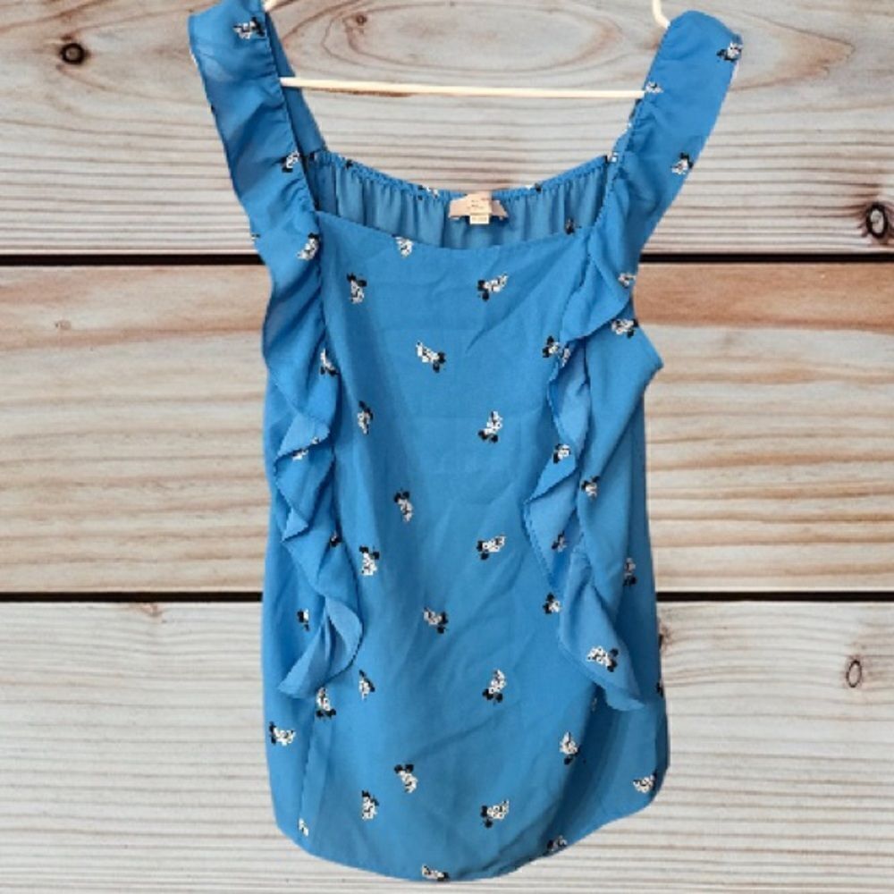 Loft Outlet Blue Tank Top White Flowers Size Medium